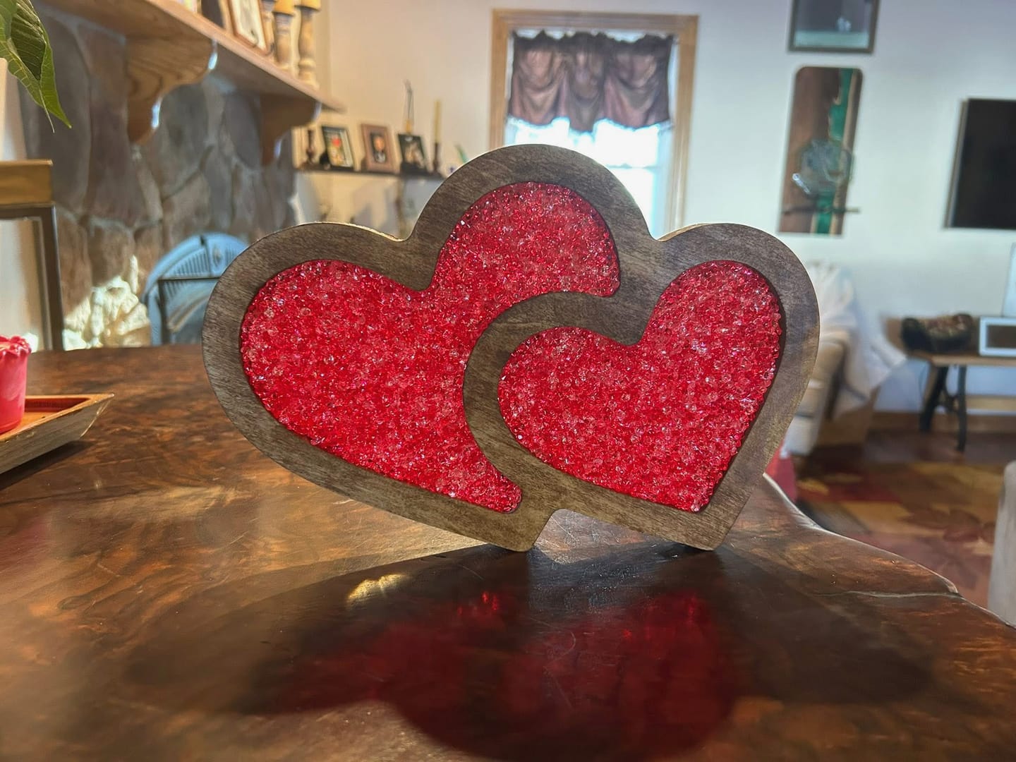 Customer photo review of 10.4x8.2" Nested Double Heart Tray 08 Acrylic Router Template