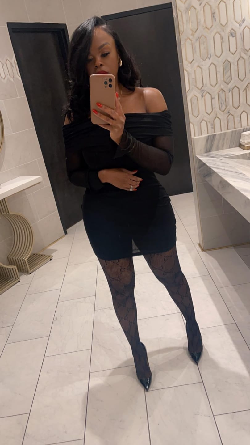 Customer photo review of Kaila Off-Shoulder Long Sleeve Mini Dress