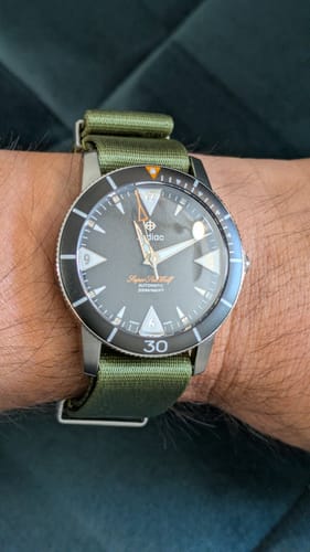 Customer photo review of Olive Green Nylon Watch Strap