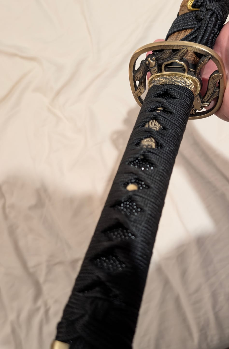 Customer photo review of The Batsusora Handmade Katana Wakizashi Clay Tempered T10 Steel