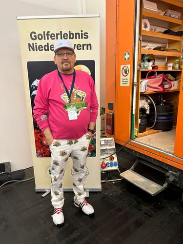 Customer photo review of Men's Custom Company Sport Team Logo Face  Stretch Golf Pants