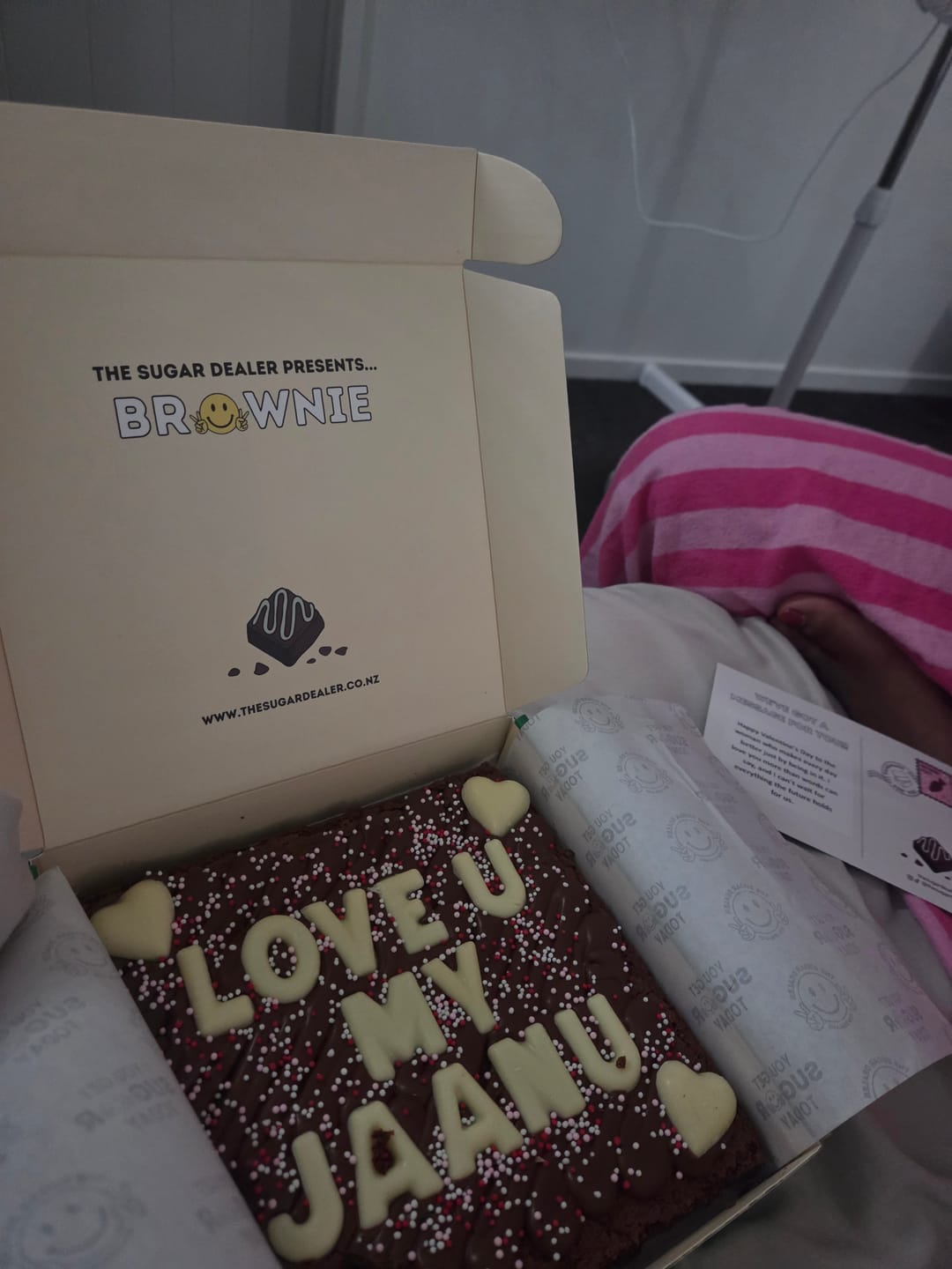 Customer photo review of Custom message heart brownie