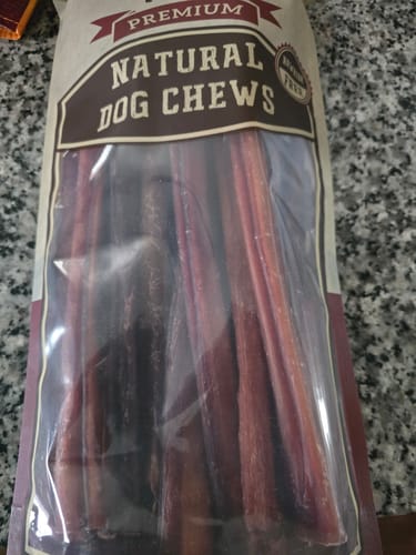 Customer's bag of 12 Inch Thick Bully Sticks, still sealed in their original packaging.