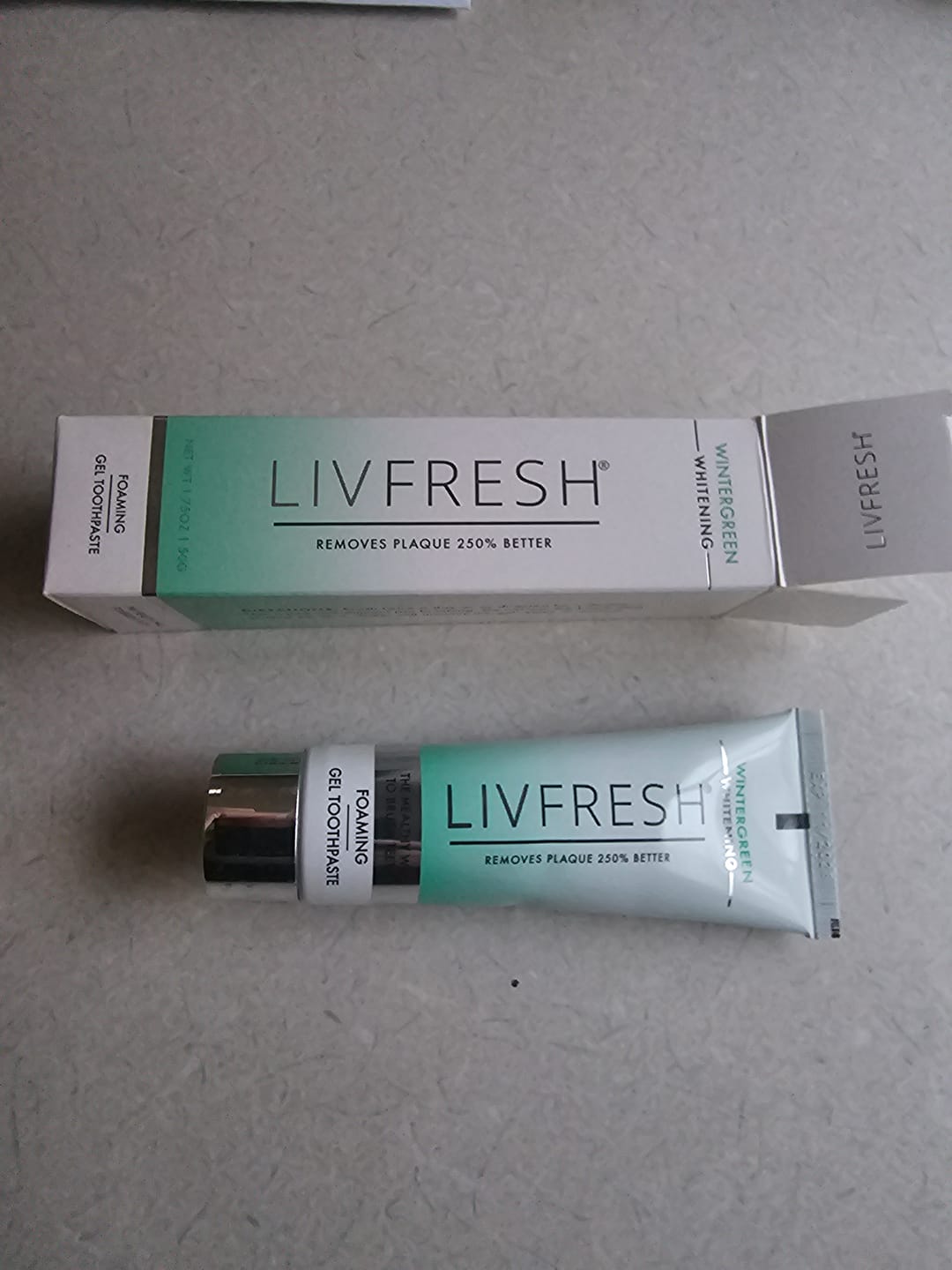 Customer photo review of LivFresh Wintergreen Gel Toothpaste