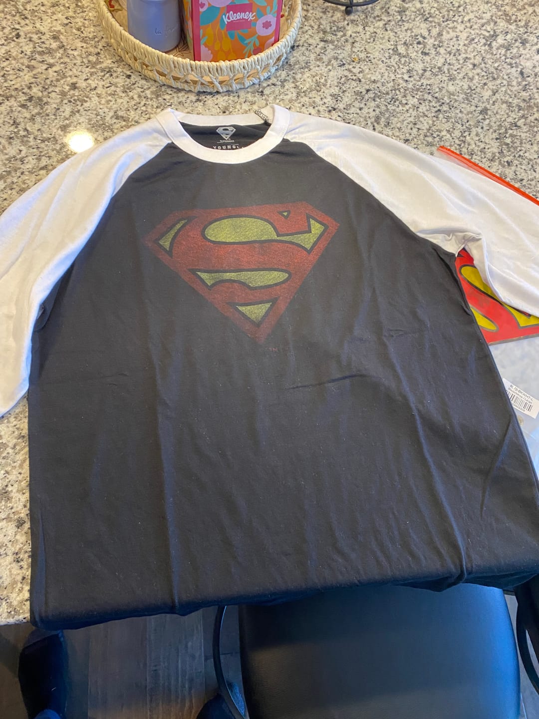 Customer photo review of 8072 - Superman 3/4 Raglan Shirts