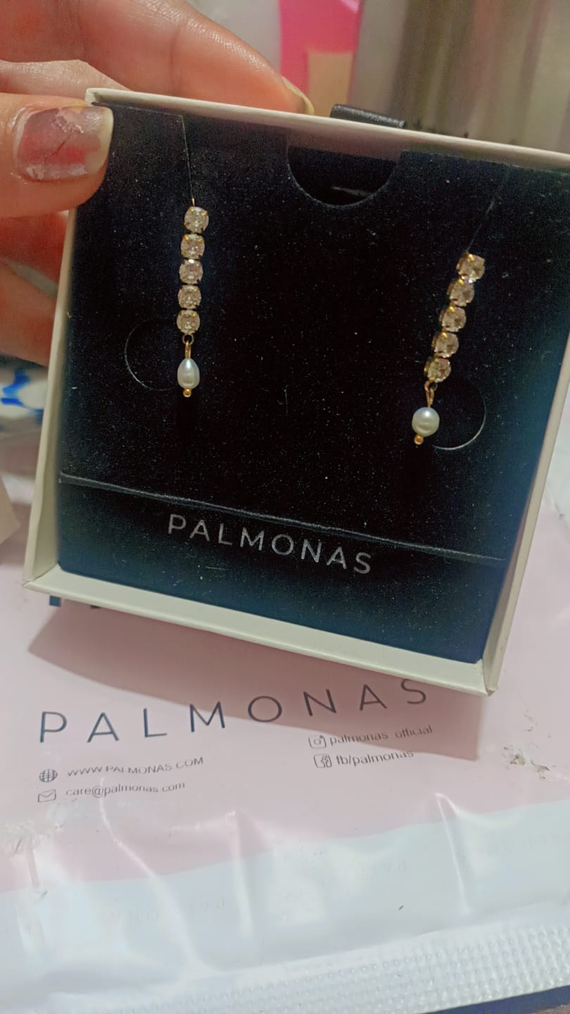 Customer photo review of Pearl Drop Diamond Earrings