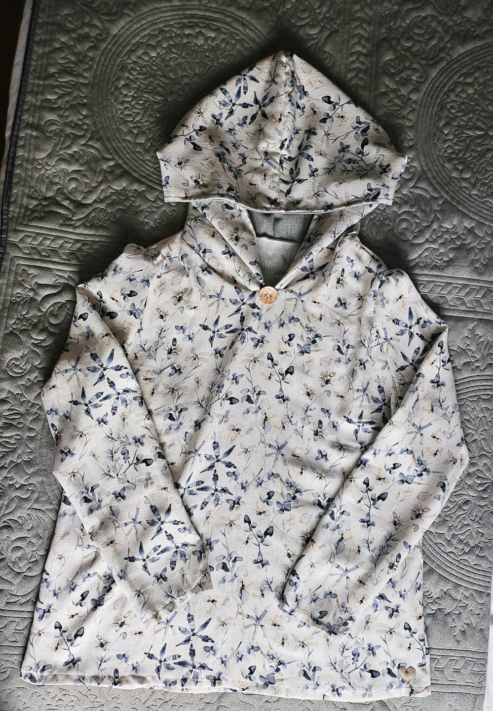 Customer photo review of Greyish Blue Blossom Linen Viscose Fabric