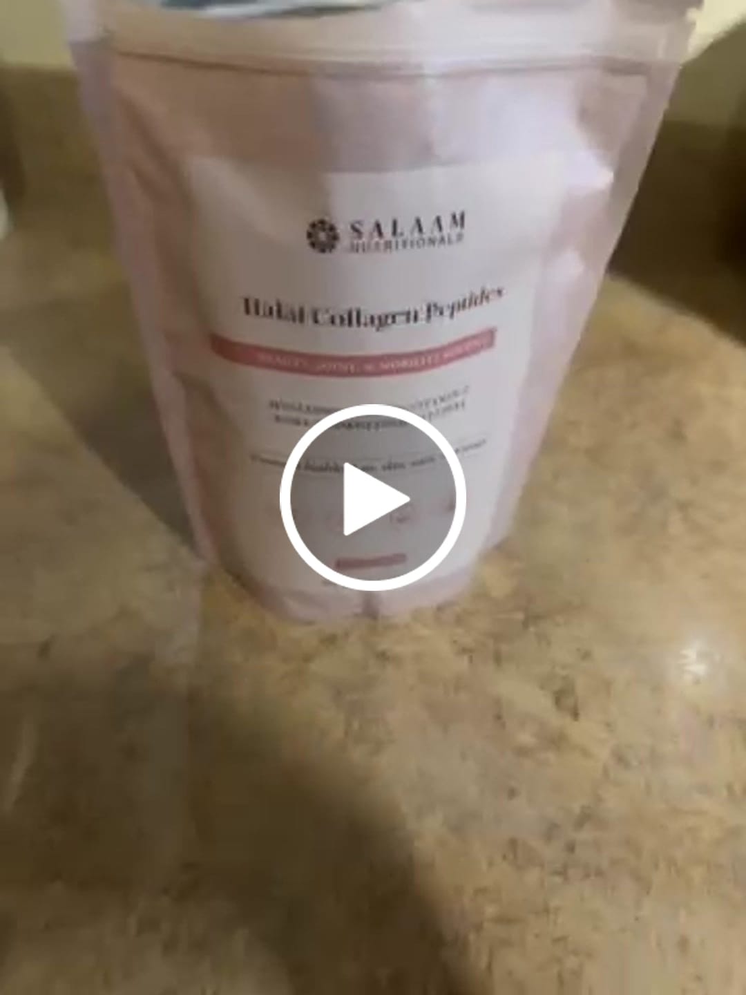 Customer video review of Pure Halal Collagen Hydrolyzed Peptides Type 1 & 3 Powder - With Vitamin C & Hyaluronic Acid | Salaam Nutritionals