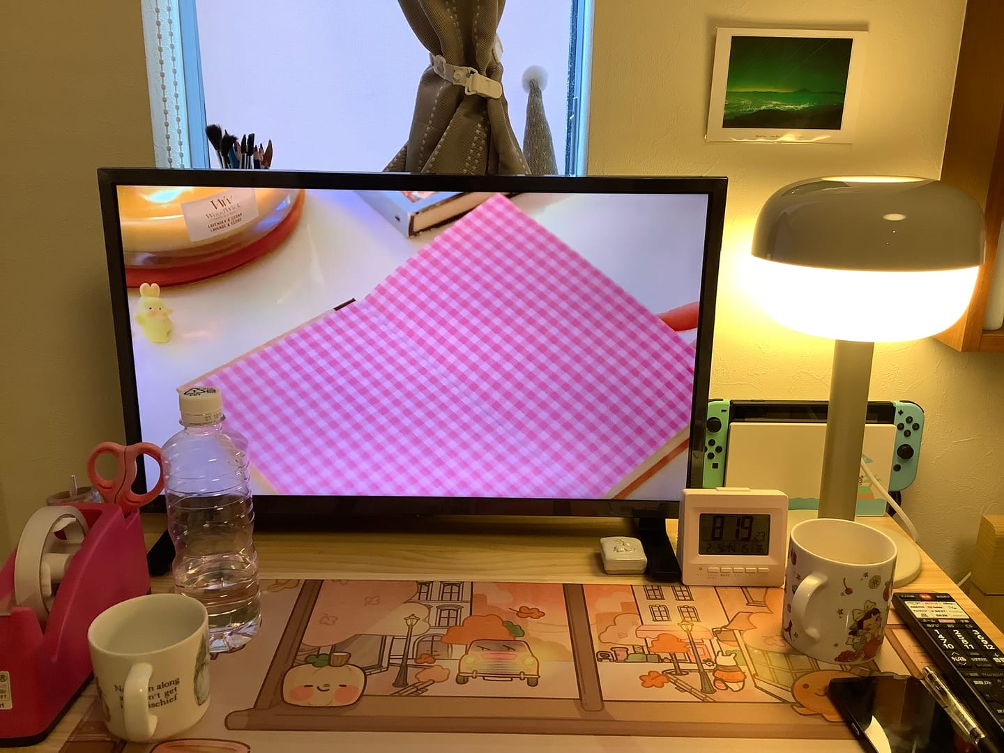 Customer photo review of Cosy Pumpkin Cafe Desk Mat | Autumn Kawaii Desk Decor