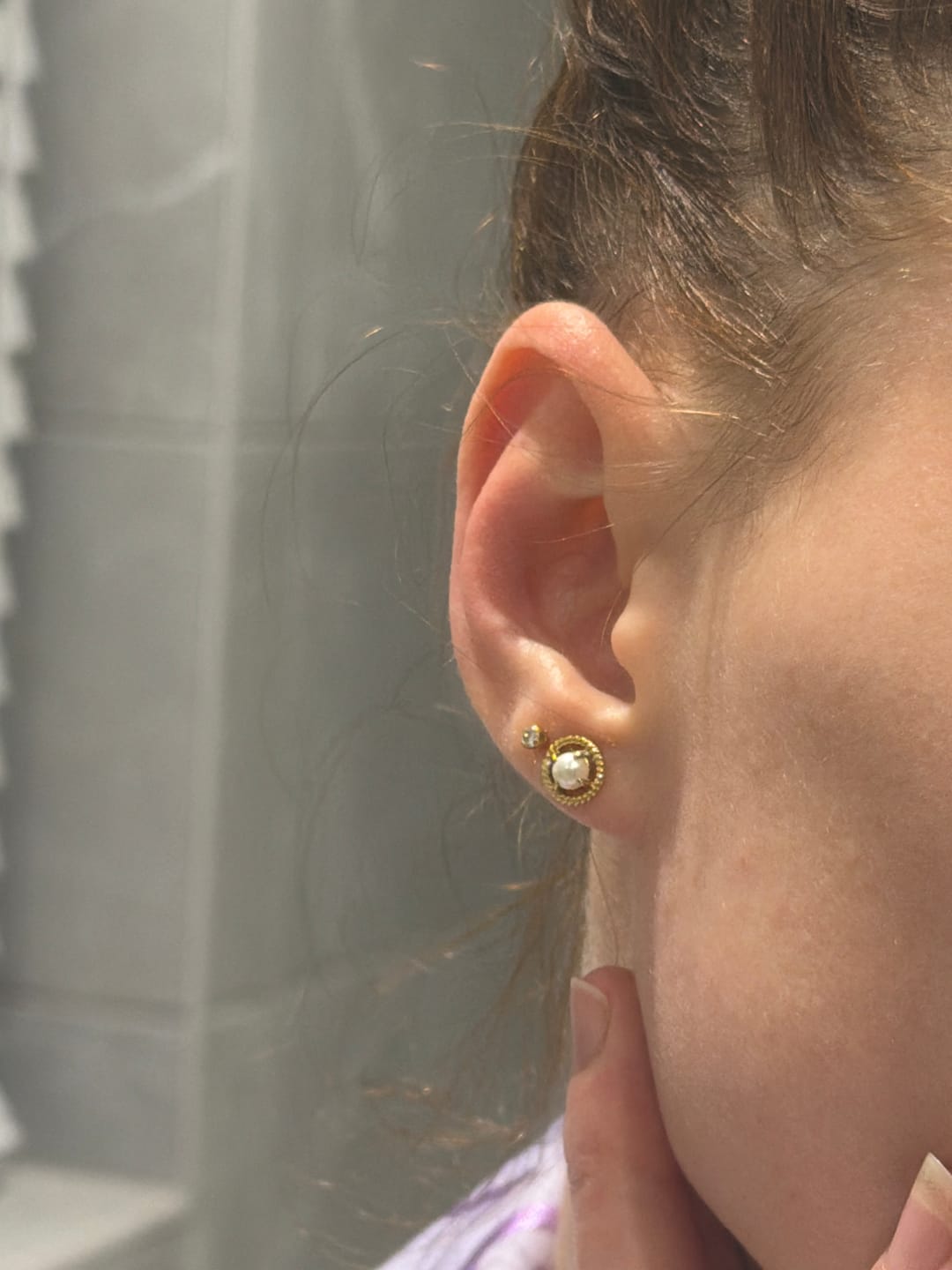 Customer photo review of Vintage Pearl Mini Studs