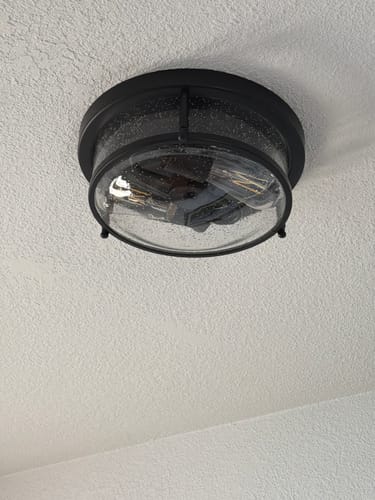 Customer photo review of Black Seeded Glass Flush Mount