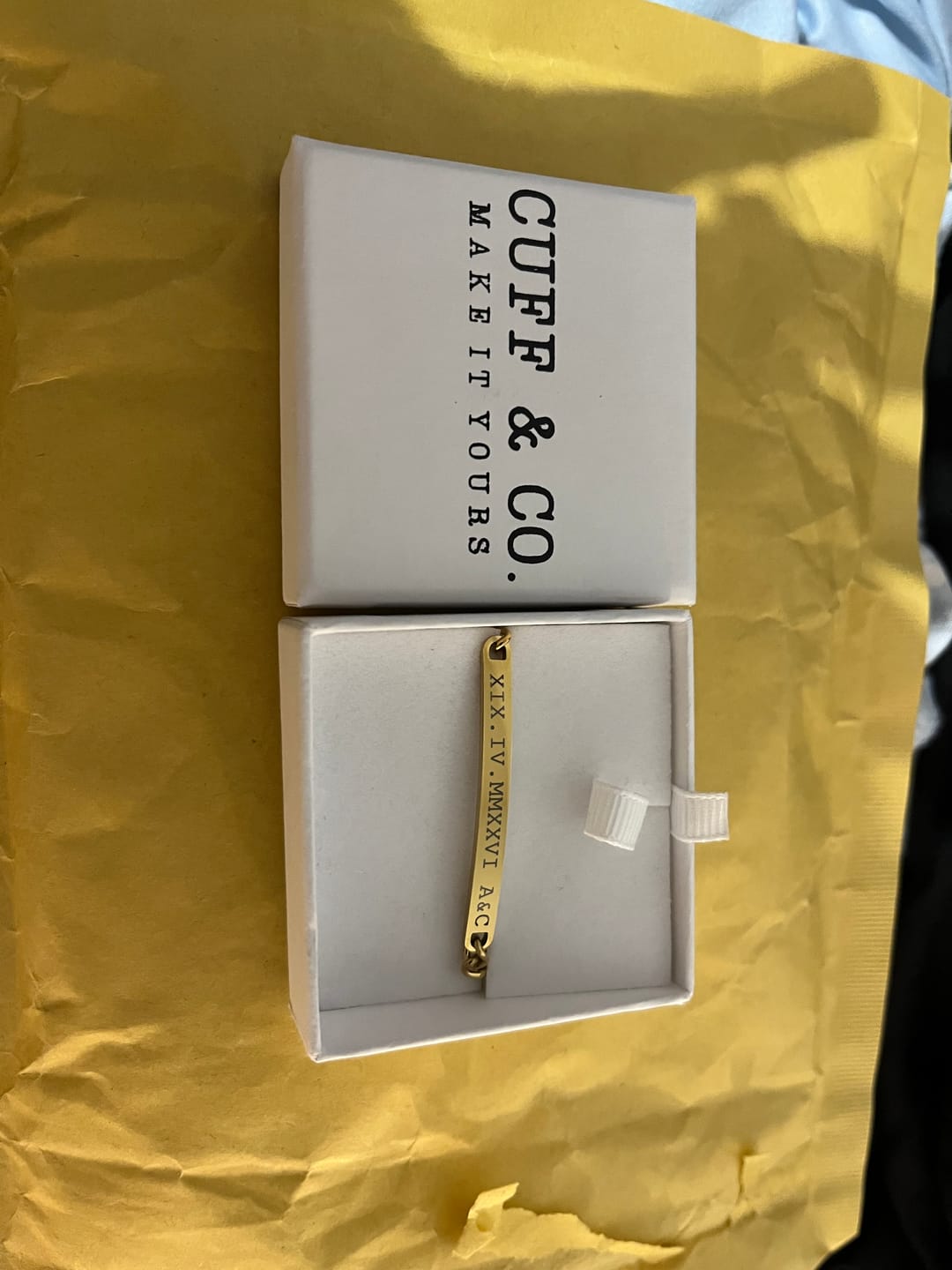 Customer photo review of Mens Gold Personalised Chain Bracelet