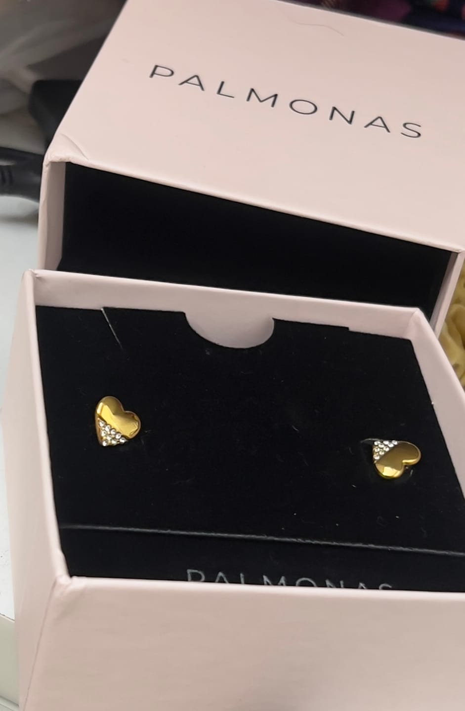 Customer photo review of Stone-studded Heart Earrings