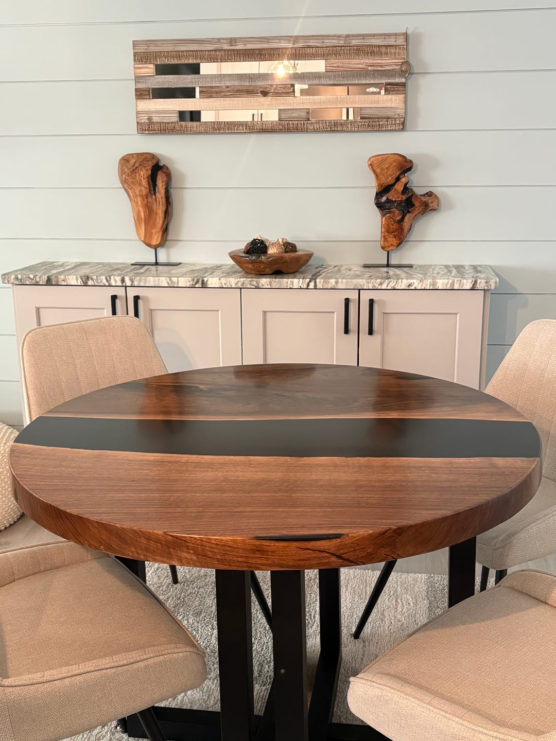 Customer photo review of Custom Link for Maria -  40" Round Black Walnut Table As Shown