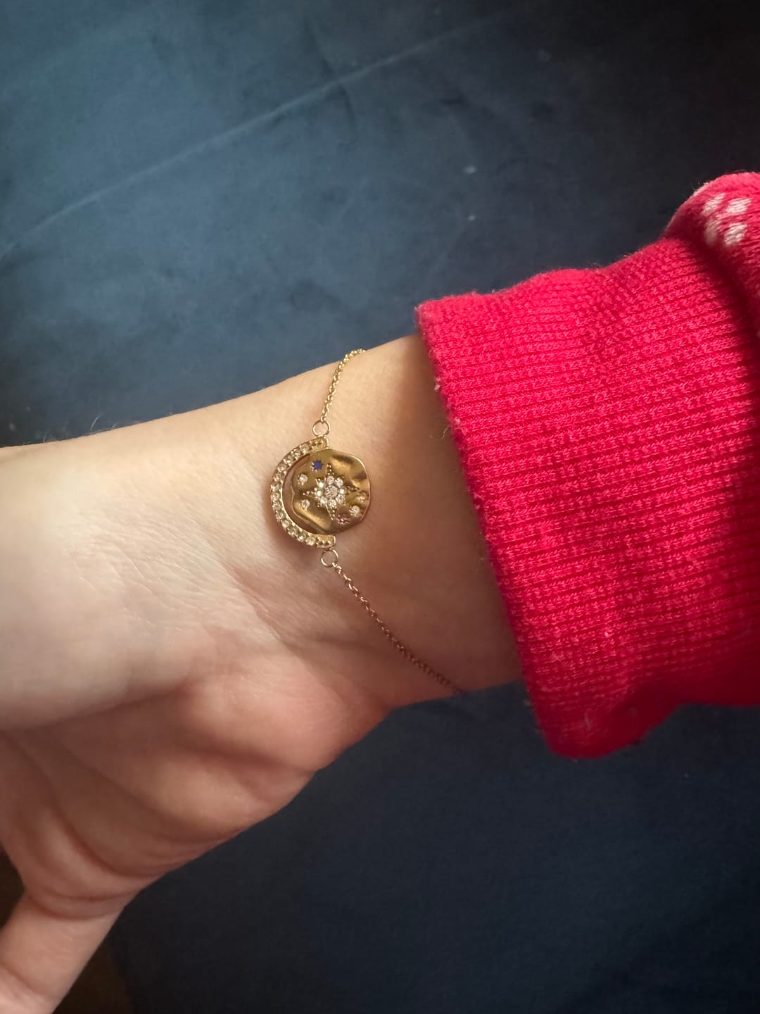 Customer photo review of My Sun, Moon & Stars Bracelet - Gold