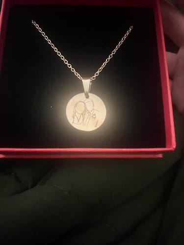 Customer photo review of Soulmate Custom Engraved Photo Circle Necklace