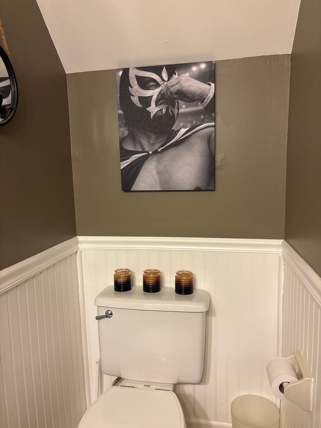 Customer photo review of Lucha Guacala Bathroom Art Canvas 16" * 20"