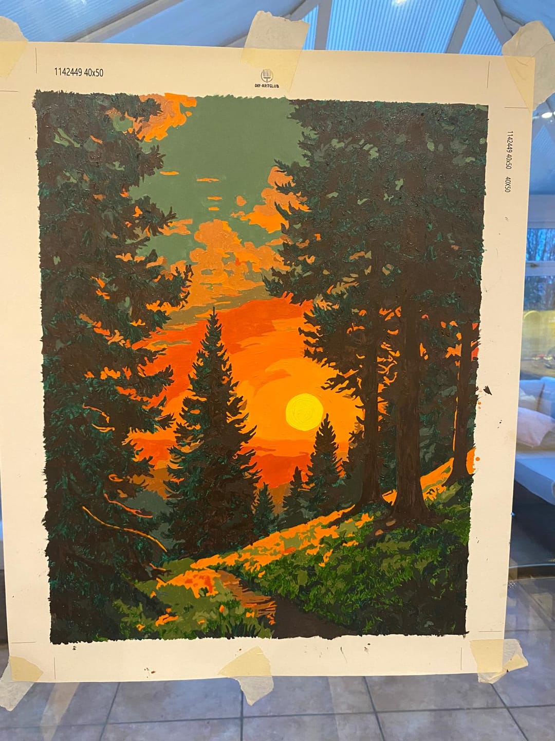 Customer photo review of Sunset in Alpine Forest | Paint by Number
