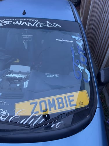 Customer photo review of Kawaii Anime Eyes Knife Car Sticker