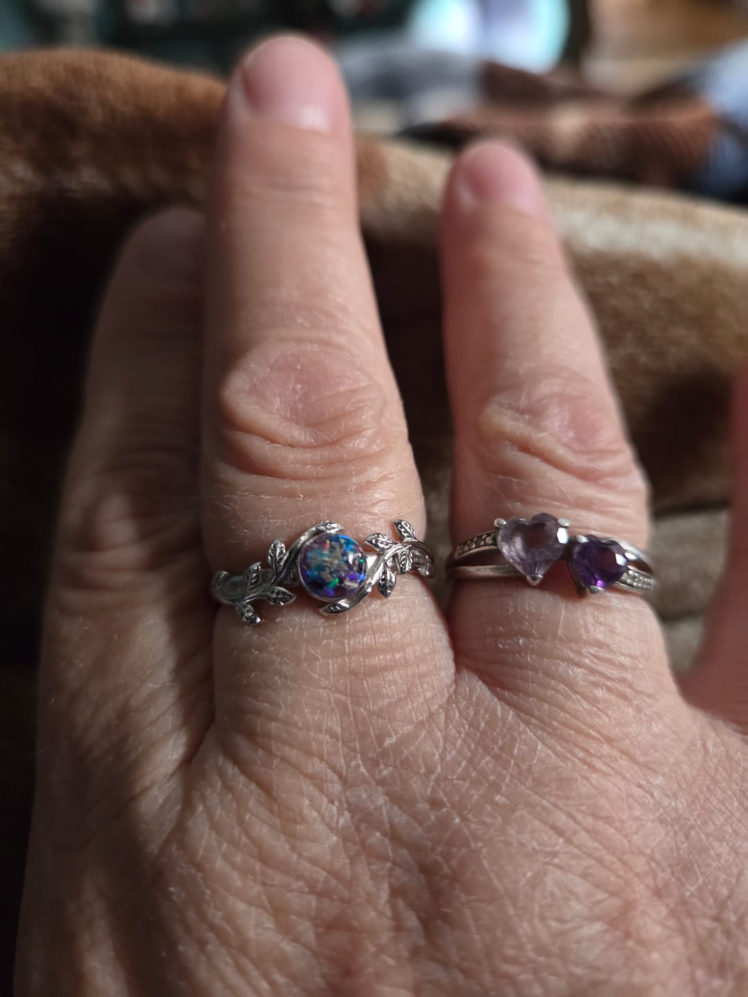 Customer photo review of Leaf Opal Cremation Ring