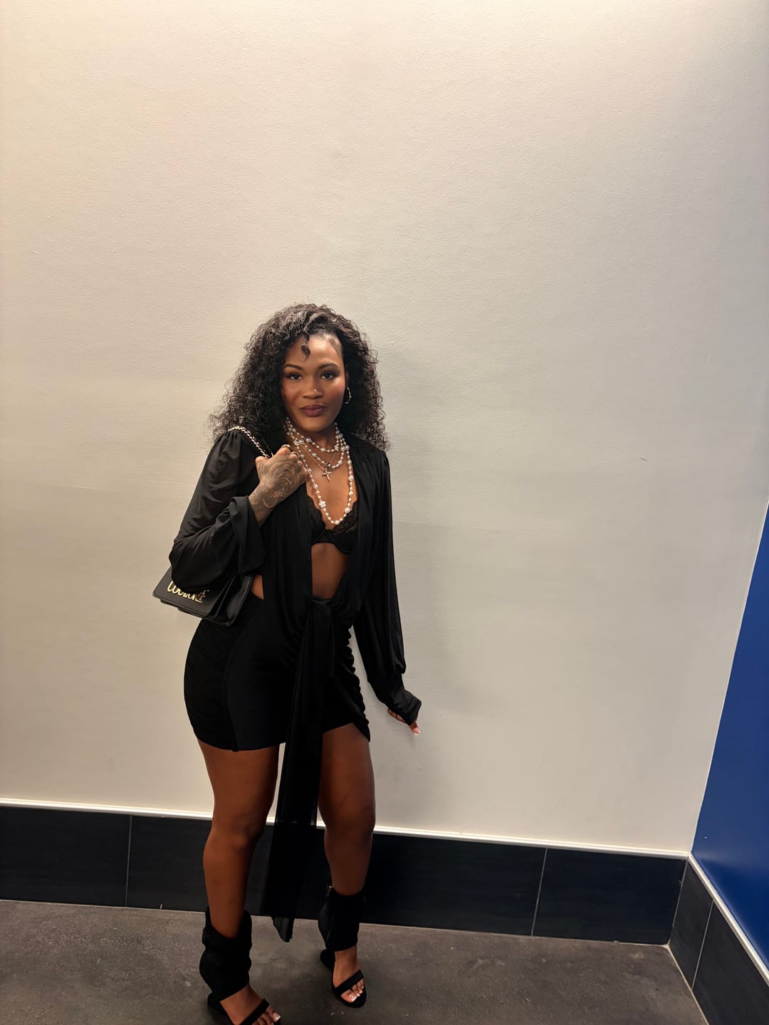 Customer photo review of KYVELISA-BLACK SLOUCH WEDGE SANDAL BOOTIE