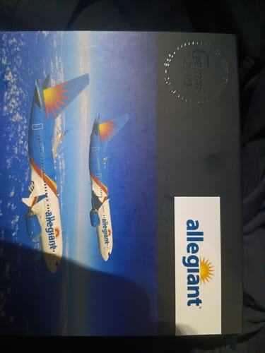 Customer's packaging for the GEMINI200 Allegiant model airplane, showing the detailed box art.