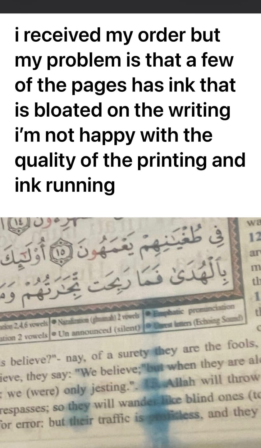 Customer photo review of Quran - Roman Transliteration + English Translation