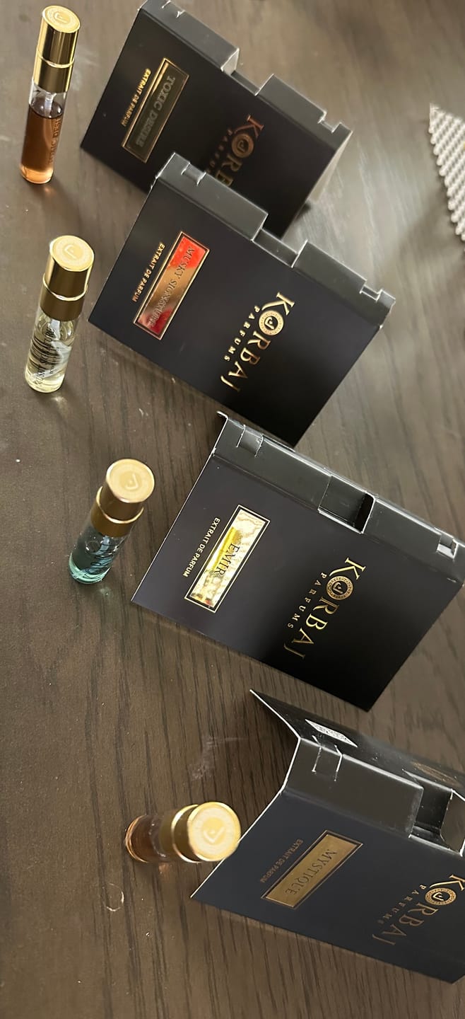 Customer photo review of Korbaj Discovery Perfume Sample Set – 4 pcs (20ml)