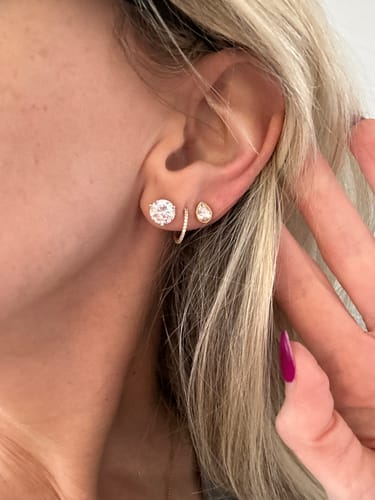 Customer photo review of juliette teardrop studs (gold)