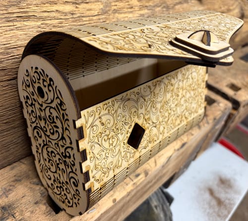 Customer photo review of Wooden clutch handbag purse laser cut svg file