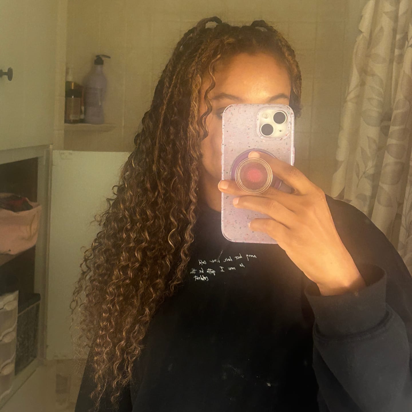 Customer photo review of #T1B/4 Medium Brown Deep Wave Human Crochet Hair with Dark Roots