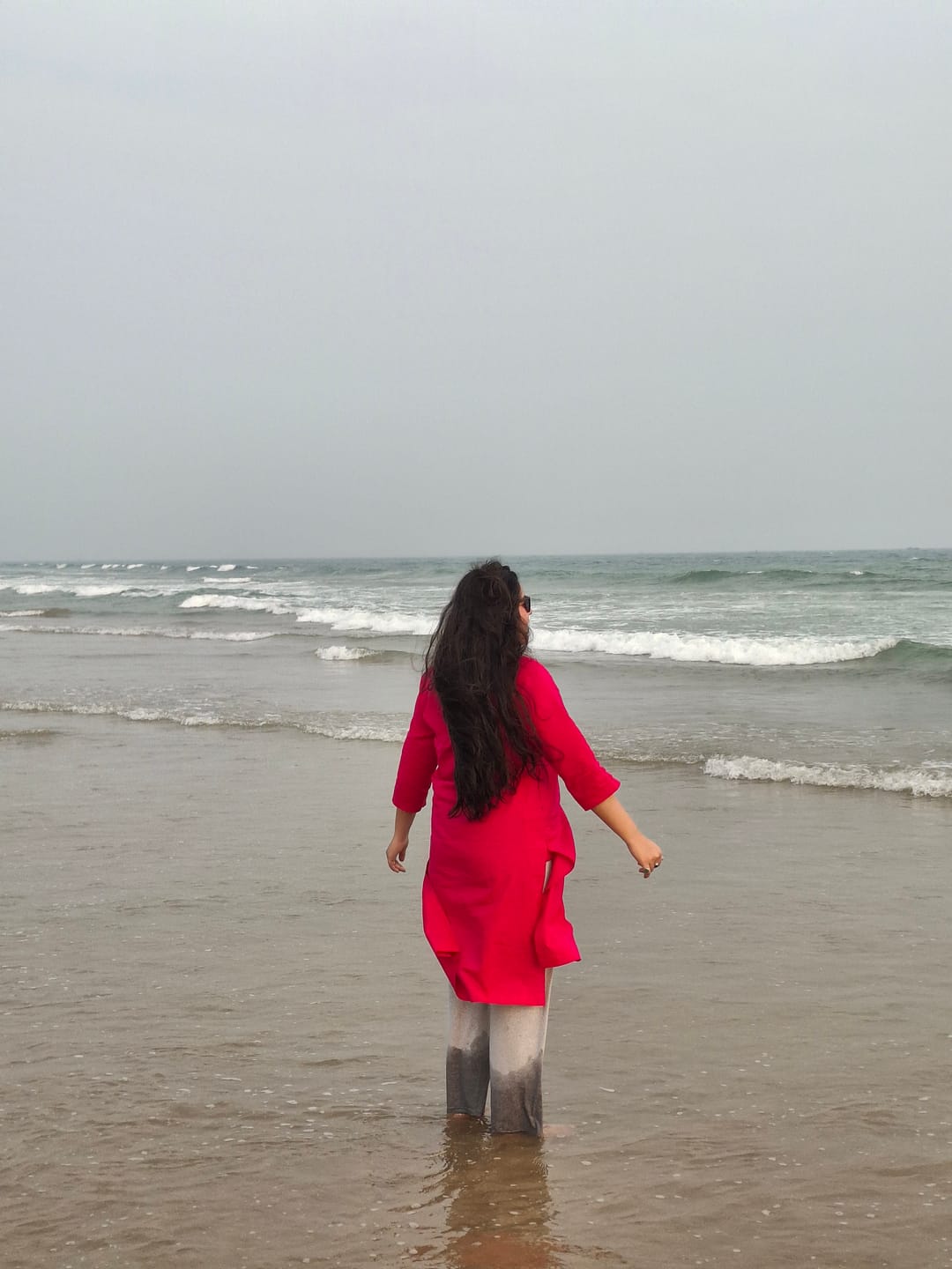 Customer photo review of Women Hot Pink Airy Linen Long Kurta