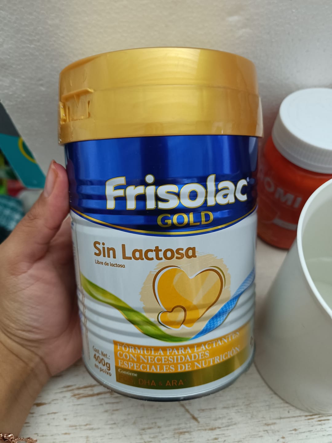 Customer photo review of Frisolac Gold Sin Lactosa (0 A 12 Meses) Pack C/ 800 Gr