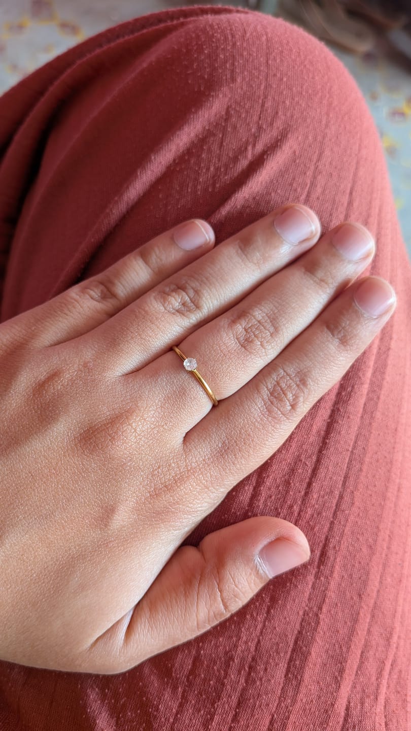Customer photo review of Dainty Solitaire Ring