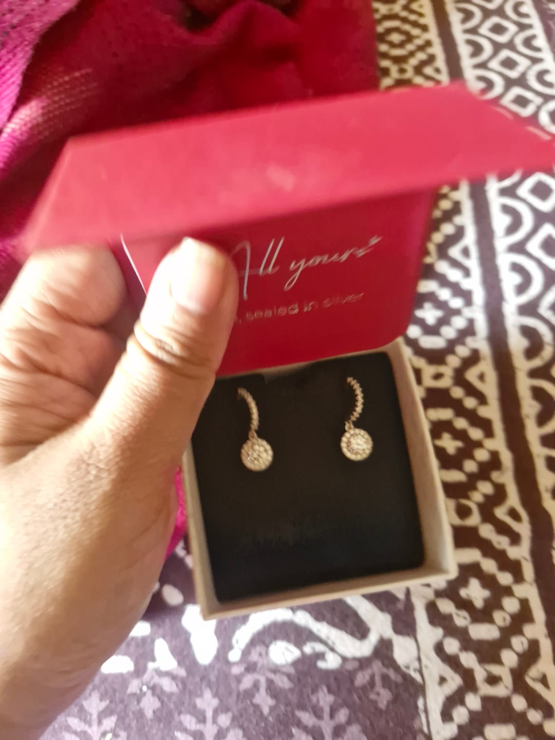 Customer photo review of Silver Zircon Drizzle Drop Earrings
