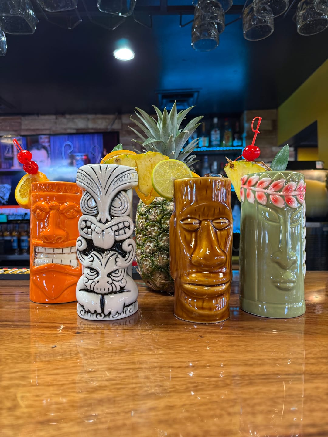 Customer photo review of Ceramic Tiki Mugs, Set of 8 - 18-23.5oz - Perfect for Exotic Cocktails, Iced Tea, Soda, Mai Tai, Long Island