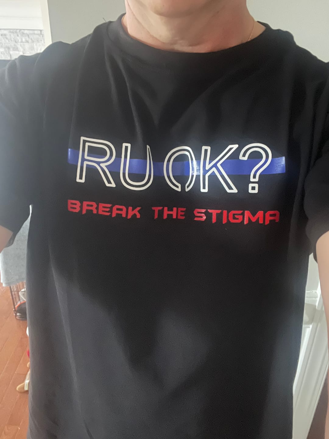 Customer photo review of Stigma-Breaking Unisex Tee- Blue Line