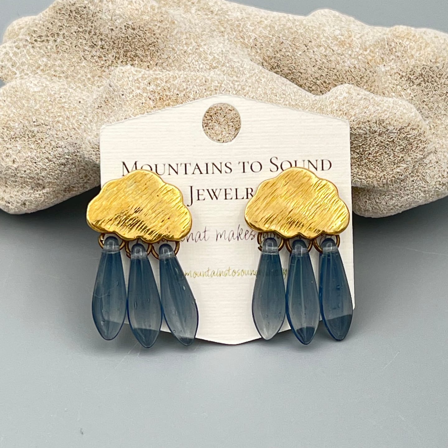 Customer photo review of Brass Cloud Earring Stud - Raw Brass Textured Earring With Loop - Artisan Earring Design - Drop Charm Earring Base - 15x11x1.09mm - PP11033