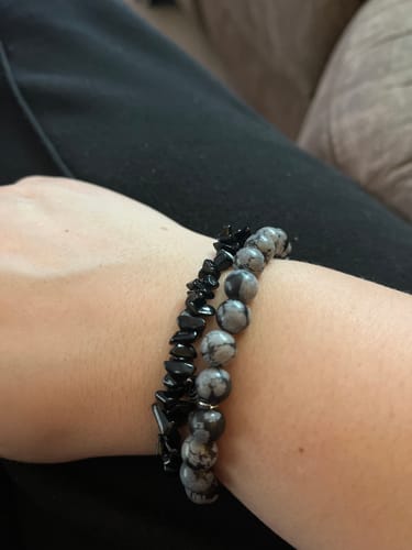 Customer photo review of Snowflake Obsidian Bracelet