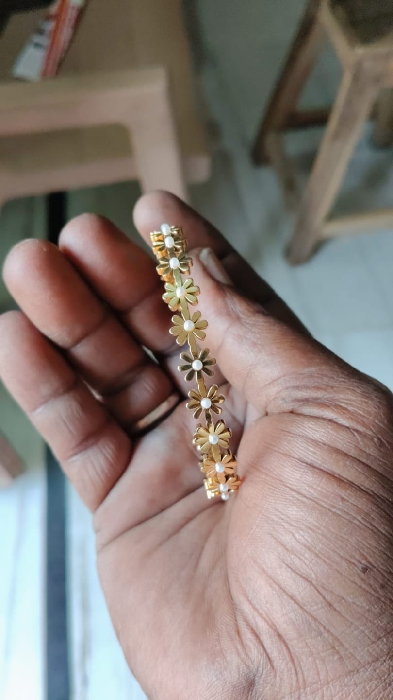 Customer photo review of Pearl Accent Floral Cuff Bracelet