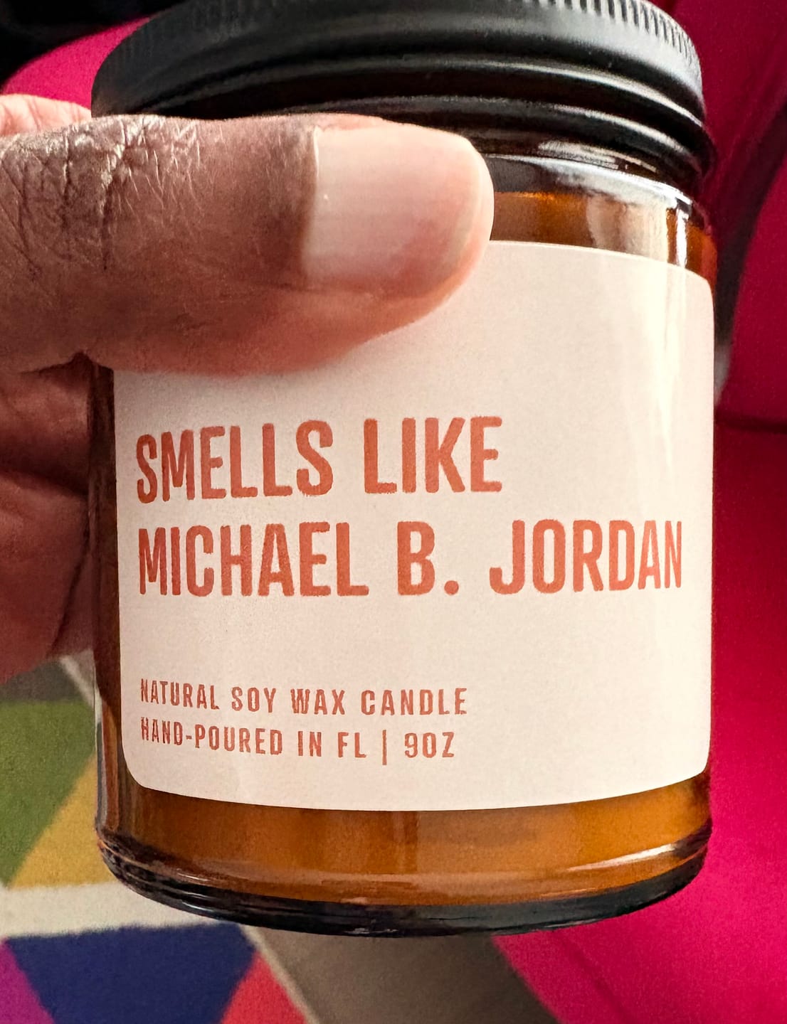 Customer photo review of Smells Like Michael B Jordan | Soy Wax Scented Candle