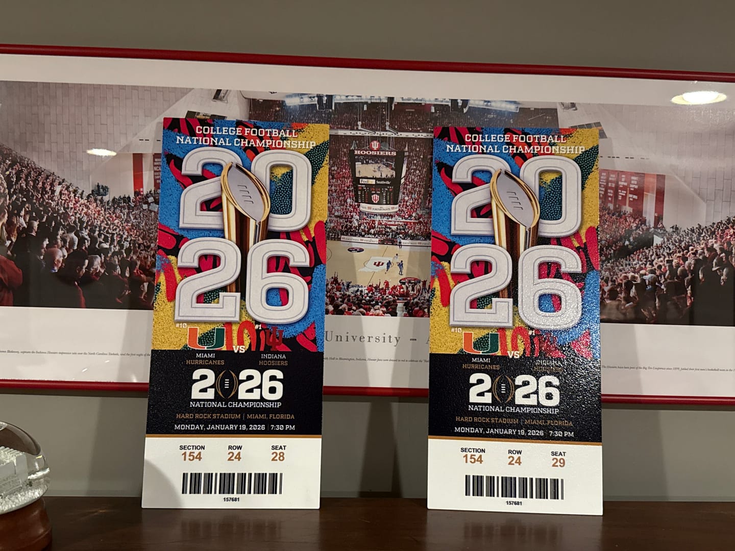 Customer photo review of Indiana National Championship PERSONALIZED Ticket Stub Single Layer Metal Wall Art