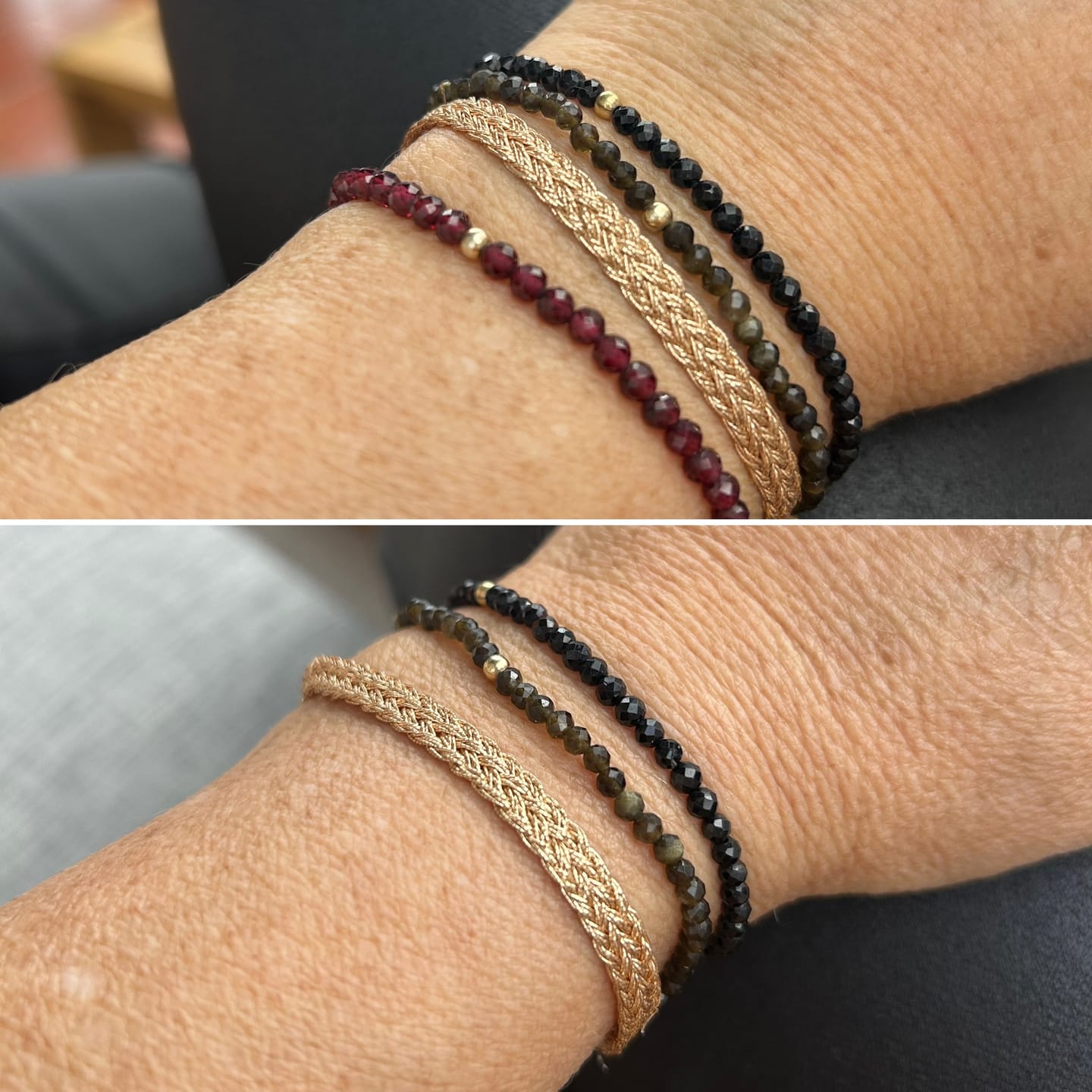 Customer photo review of Golden Veil Gold Sheen Obsidian Armband