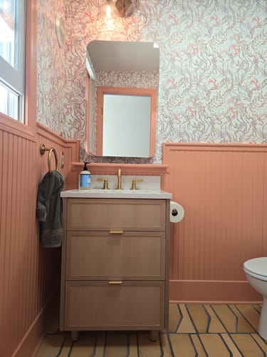 Customer photo review of Cape Breton SLIM 24" White Oak Bathroom Vanity - All Drawers