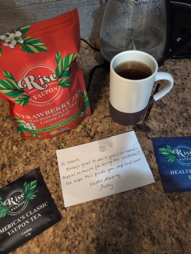 Customer photo review of Strawberry Zen Yaupon Tea