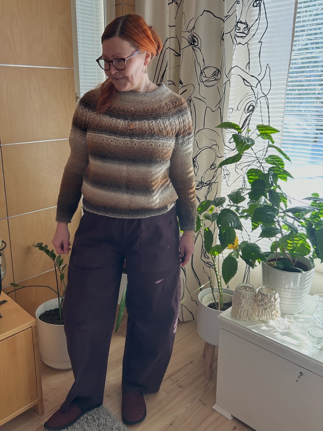 Customer photo review of Tummanruskea Stretchpuuvilla - Pala