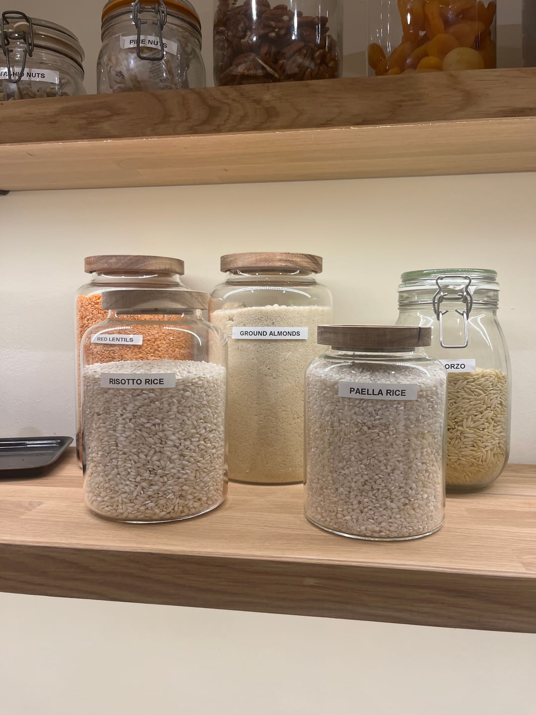 Customer photo review of Large Glass Acacia Pantry Jars