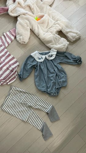 Customer photo review of 2025 New Toddler Baby Girls Romper Spring Children Clothes Ruffled Long Sleeved Cotton Baby Clothing Flower Baby Girls Jumpsuit