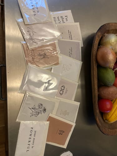 Customer photo review of peony stems note card