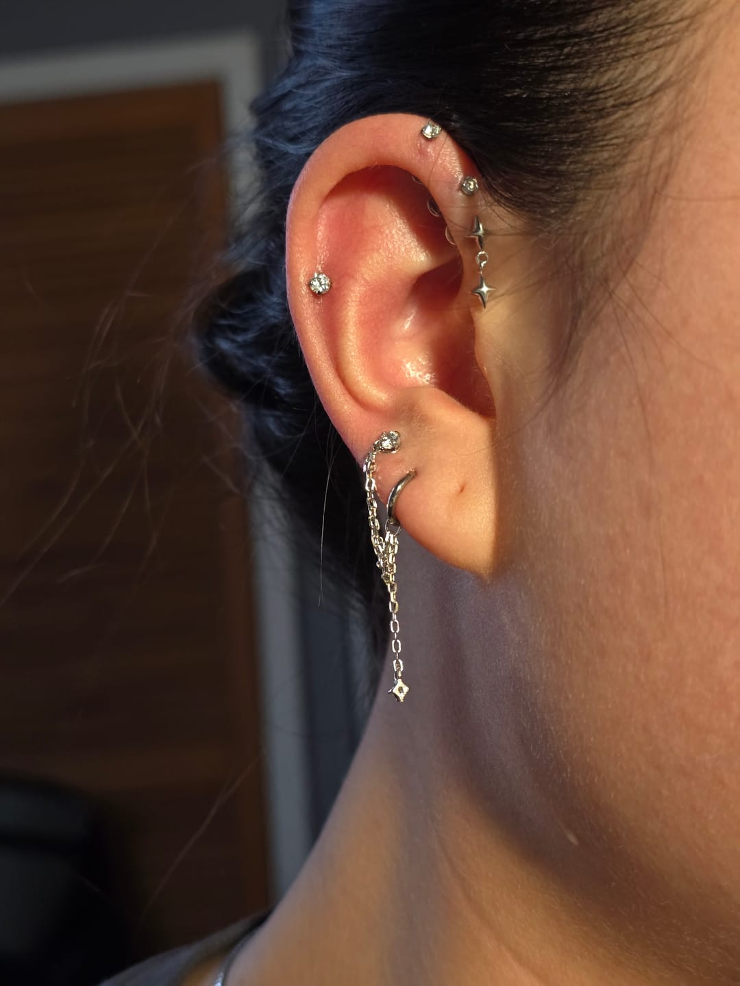Customer photo review of Layered Drop Earring Chain